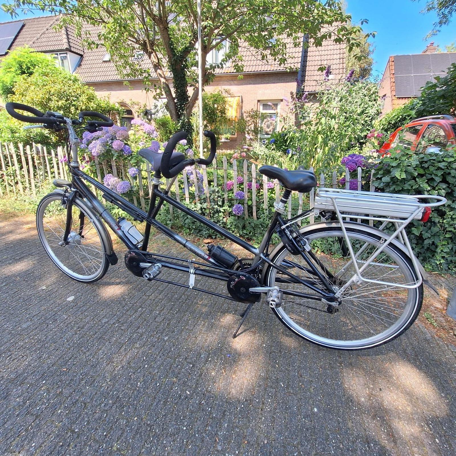 Multicycle tandemfiets met trapondersteuning, Fietsen en Brommers, Gebruikt, Velgrem, 51 tot 55 cm, Meer dan 20 versnellingen