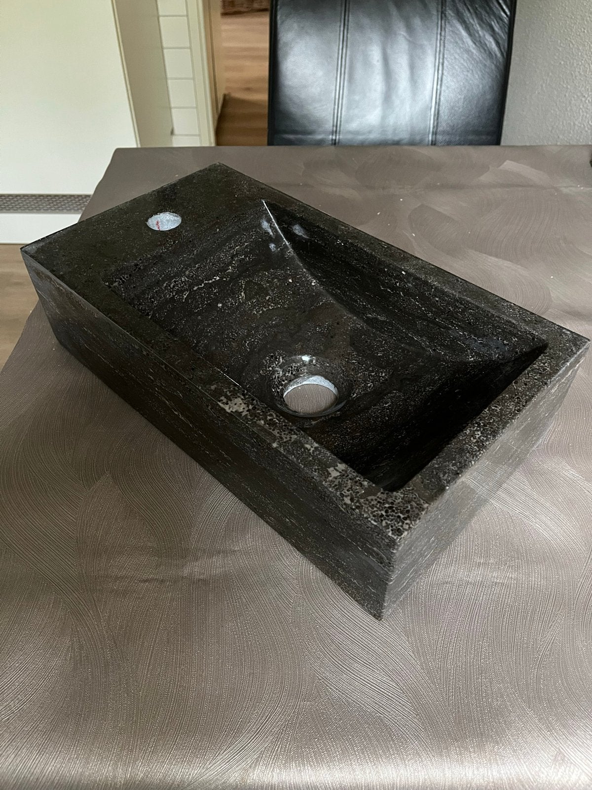 Zwart Marmeren Fontein voor Toilet - 40x22x10 cm, Ophalen, Zo goed als nieuw, Steen, Wastafel