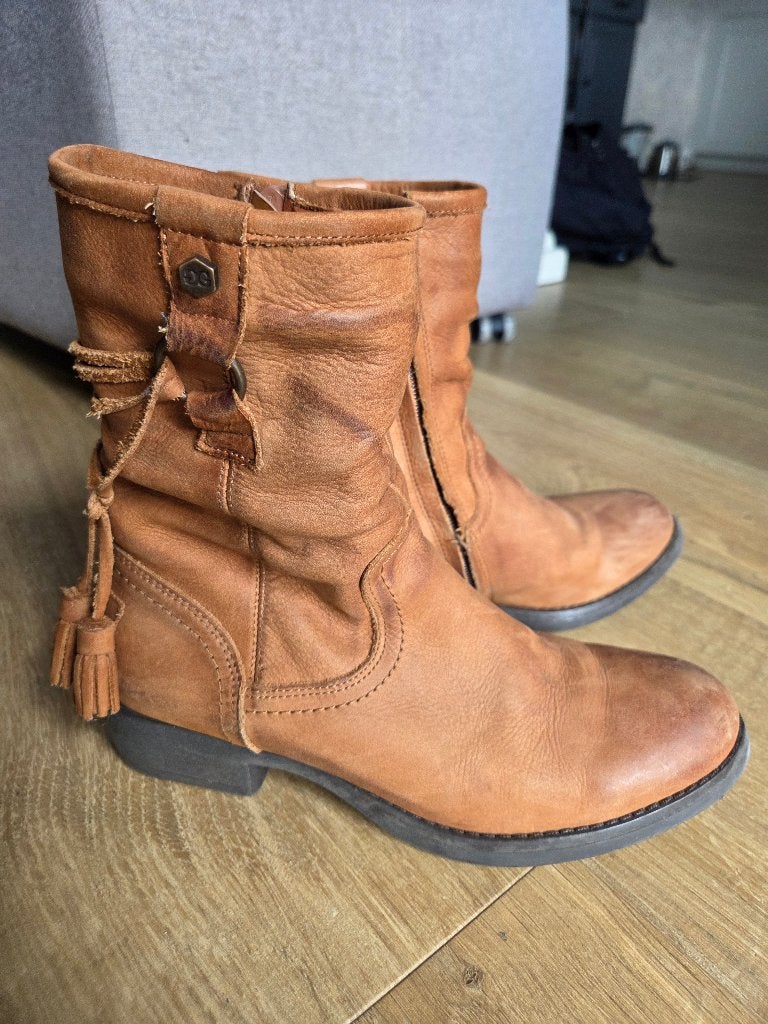 Meisjes enkellaarsjes maat 36 bruin, Ophalen of Verzenden, Zo goed als nieuw, Bruin