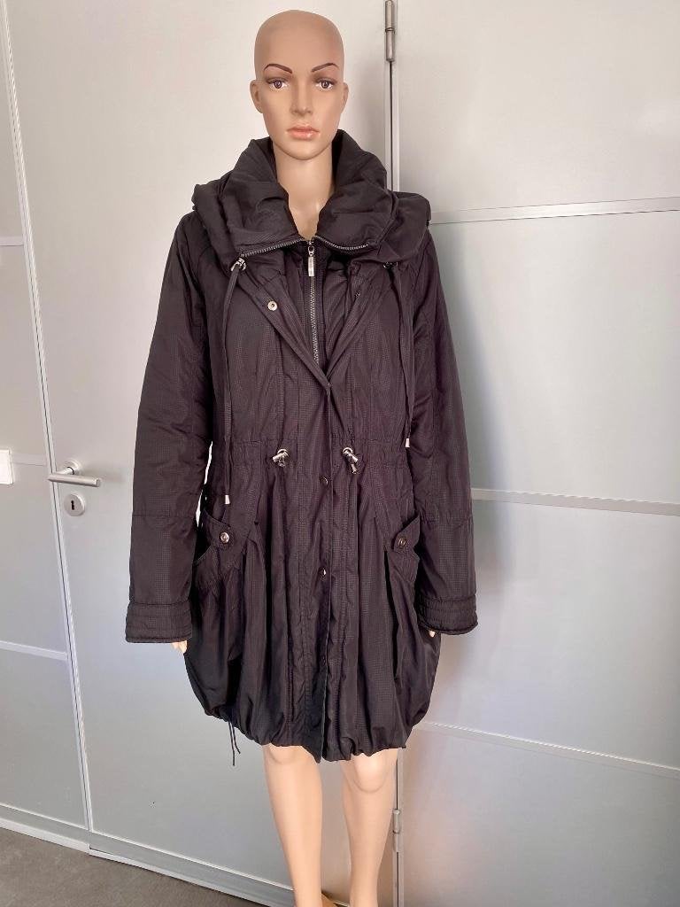 H794 maat L=42/44 lange dik gewatteerde jas winterjas parka, Distrikt, Zwart, Maat 42/44 (L), Ophalen of Verzenden