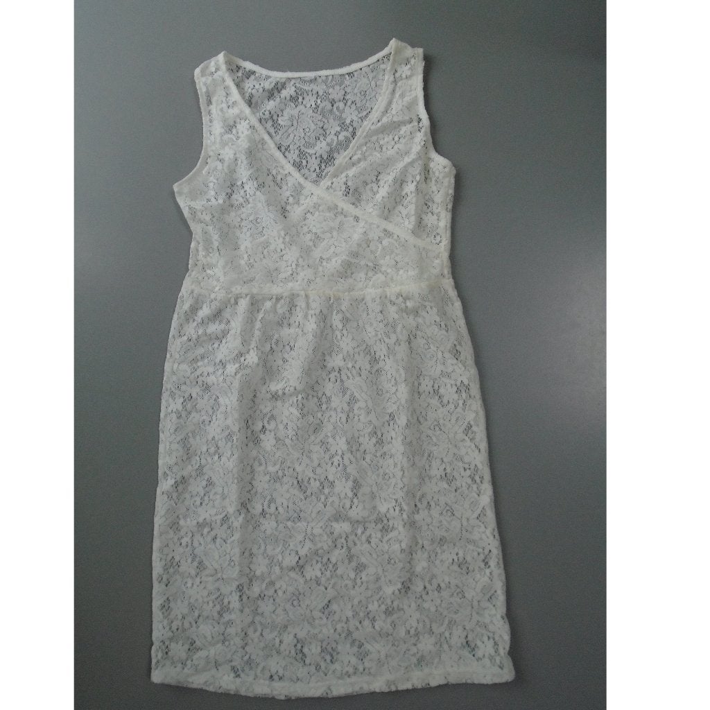 Wit kanten mouwloze jurk M/38 off-white, Maat 38/40 (M), Verzenden, Wit, Zo goed als nieuw