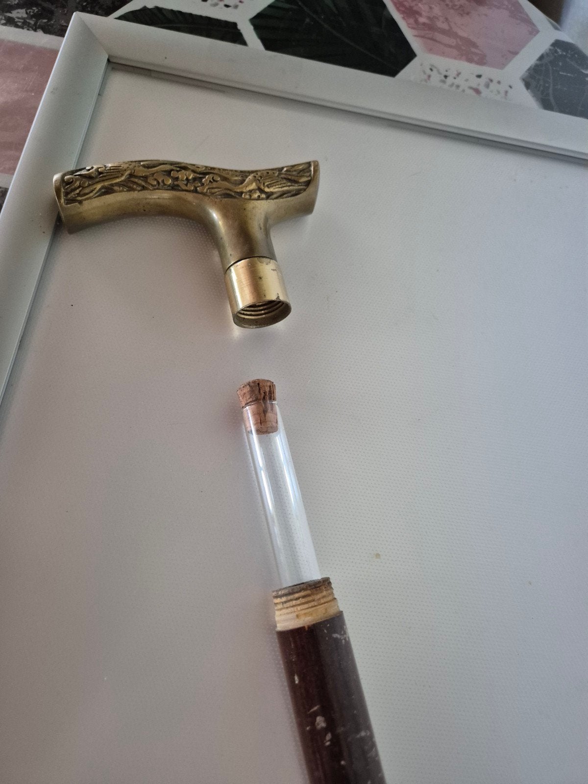 ​2 Antieke Wandelstokken Koper / Hout (1 met Borrelfles), Ophalen of Verzenden