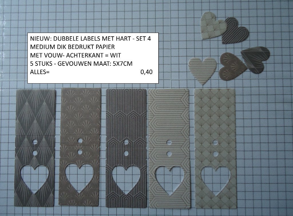 labels met losse harten set 4  ( alleen verzenden, Hobby en Vrije tijd, Ophalen, Nieuw, Papier of Karton, Overige merken