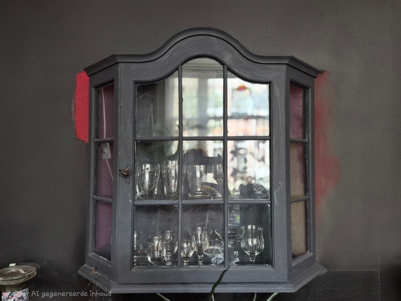 Brocante vitrine kastje, Huis en Inrichting, Ophalen, 50 tot 100 cm, Glas, Minder dan 100 cm