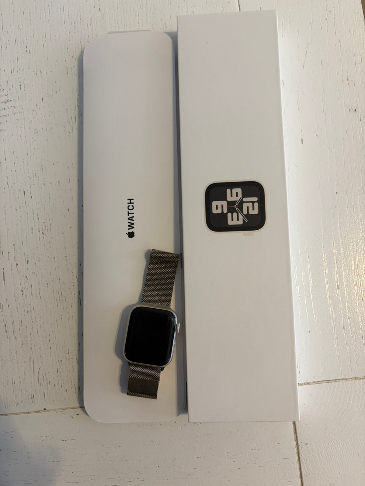 Apple watch SE met goudkleurig milanees bandje, Ophalen, Gebruikt, IOS, Hoogte