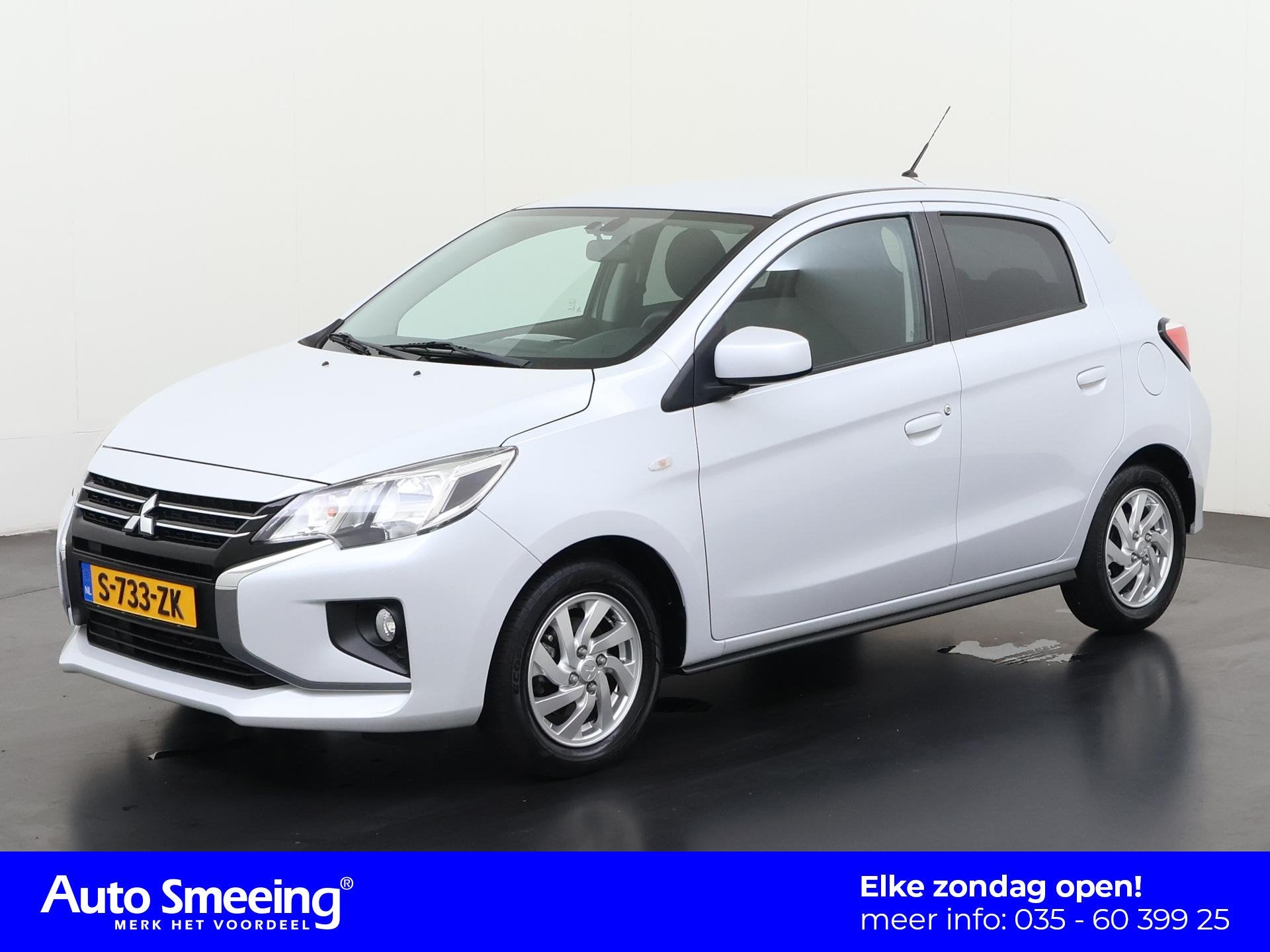 Mitsubishi Space Star 1.2 Dynamic Automaat | Camera | Apple/, Auto's, Mitsubishi, Stof, Gebruikt, Start-stop-systeem, Wit