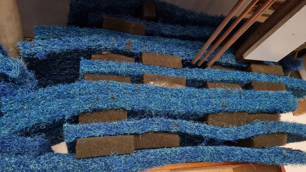 Filtermatten vijver +/- 100*50*4 cm, kleur blauw/groen, Ophalen, Zo goed als nieuw, Vijverfilter