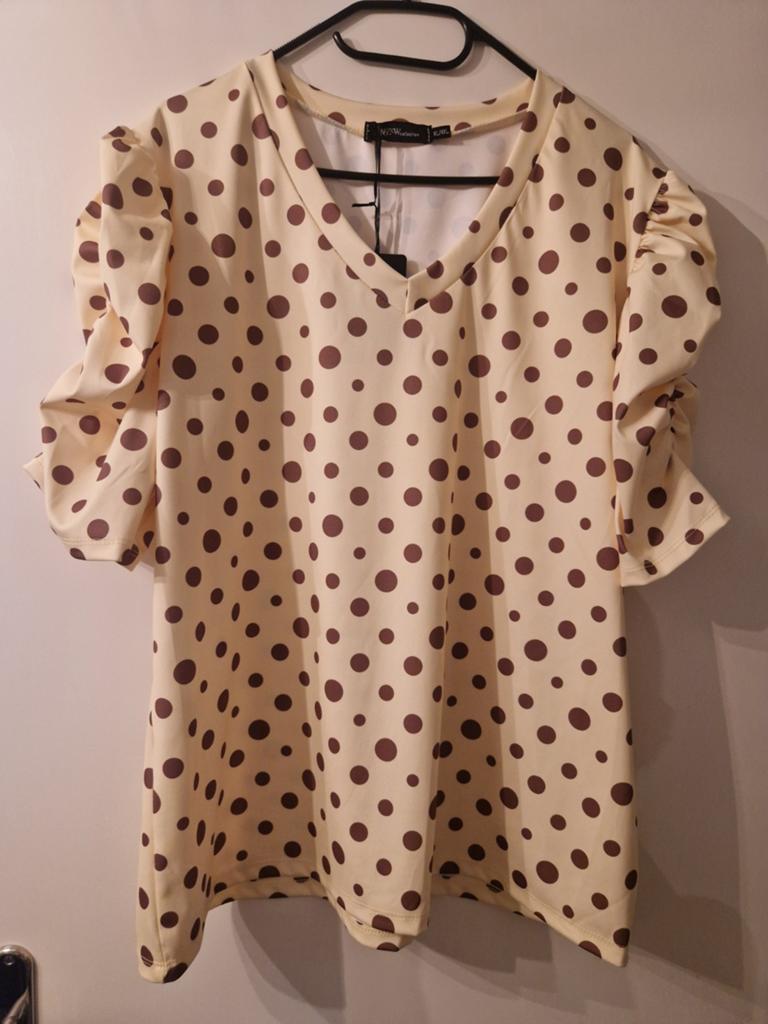 Polka dots truitjes, Ophalen of Verzenden, Zo goed als nieuw, Maat 46/48 (XL) of groter, Geel