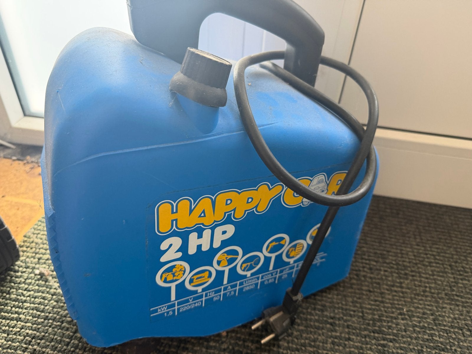 Happy Car Airpress Compressor 2 HP, Gebruikt, 6 tot 10 bar, Ophalen of Verzenden, Minder dan 200 liter/min