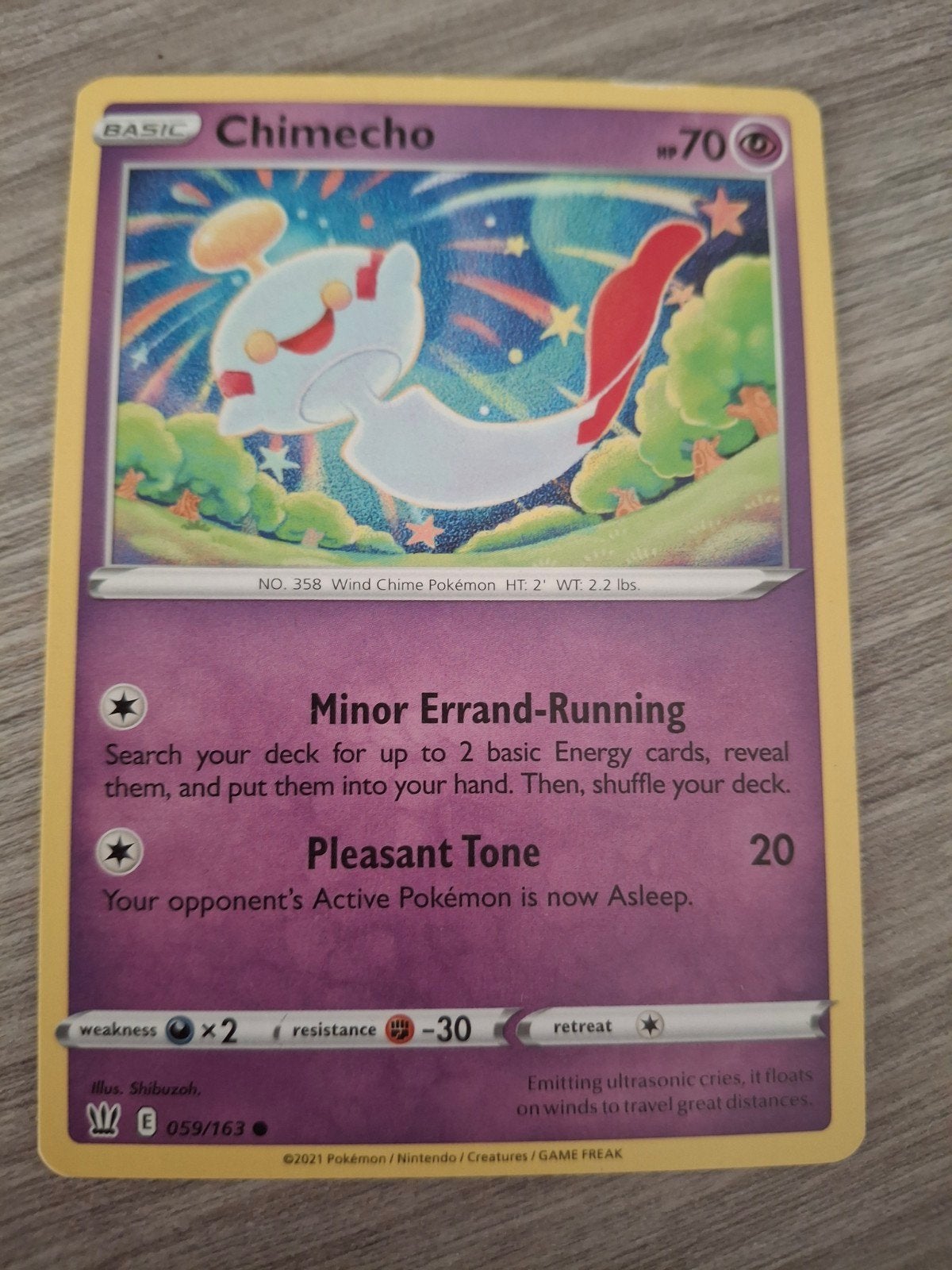 Chimecho Pokémon Kaart - Basis, HP 70, Ophalen of Verzenden, Zo goed als nieuw, Losse kaart