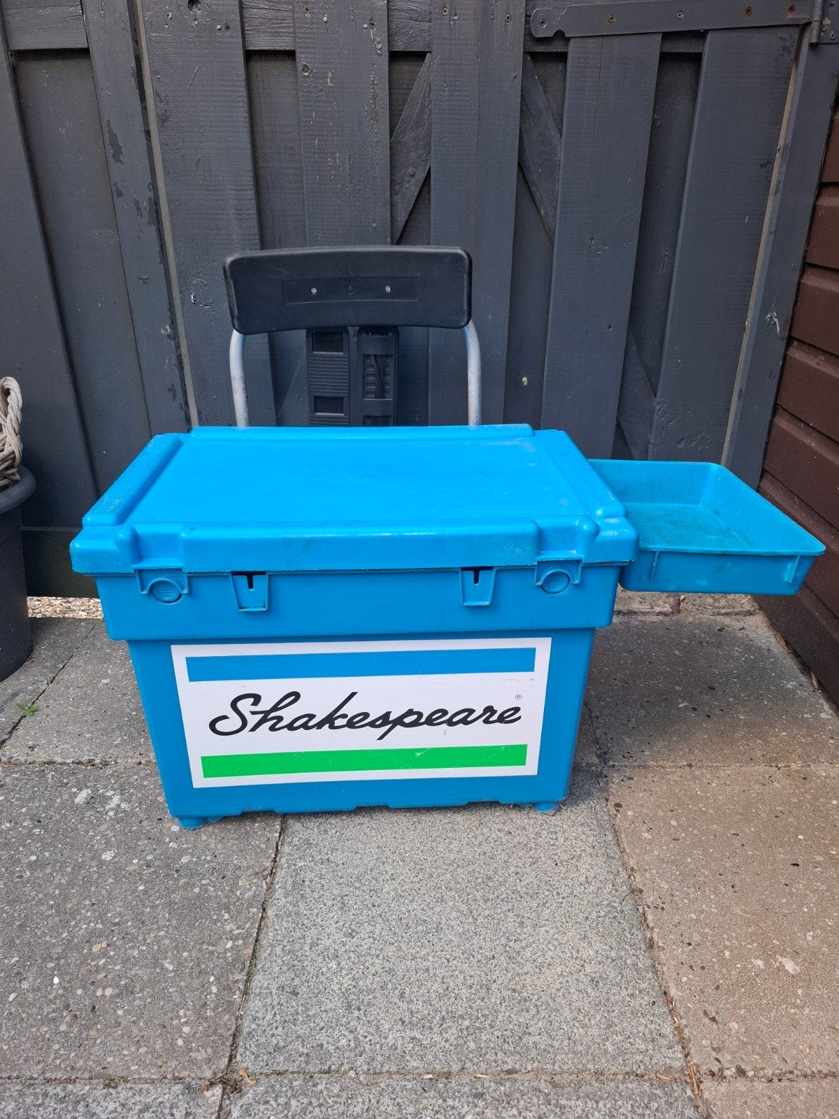 Shakespeare Seatbox Blauw met rugdrager - Viskist/Zitkist, Ophalen, Gebruikt