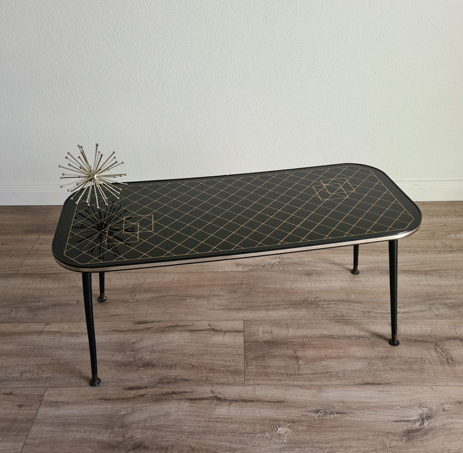Vintage retro messing tafel salontafel glas bijzettafel, Verzamelen, Retro, Huis en Inrichting, Ophalen of Verzenden