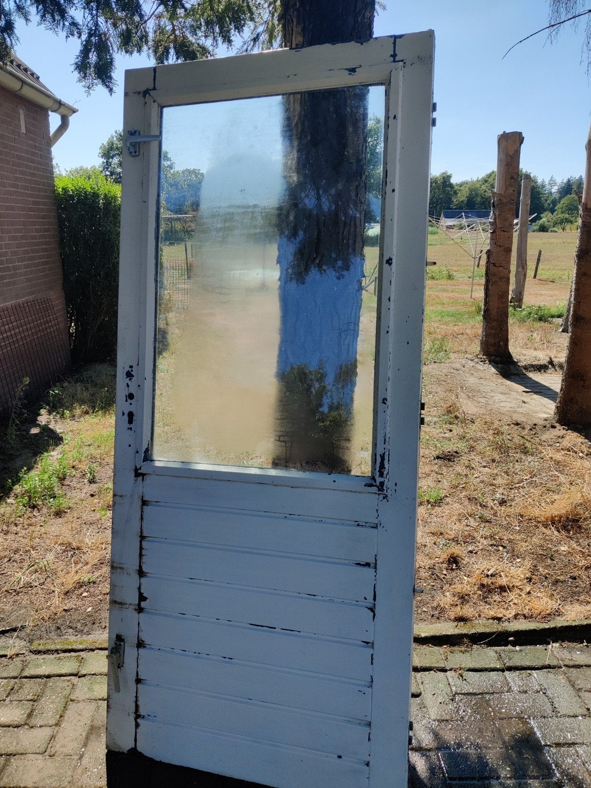 Gebruikte hardhouten buitendeuren met dubbelglas, Ophalen, Gebruikt, 80 tot 100 cm, Buitendeur