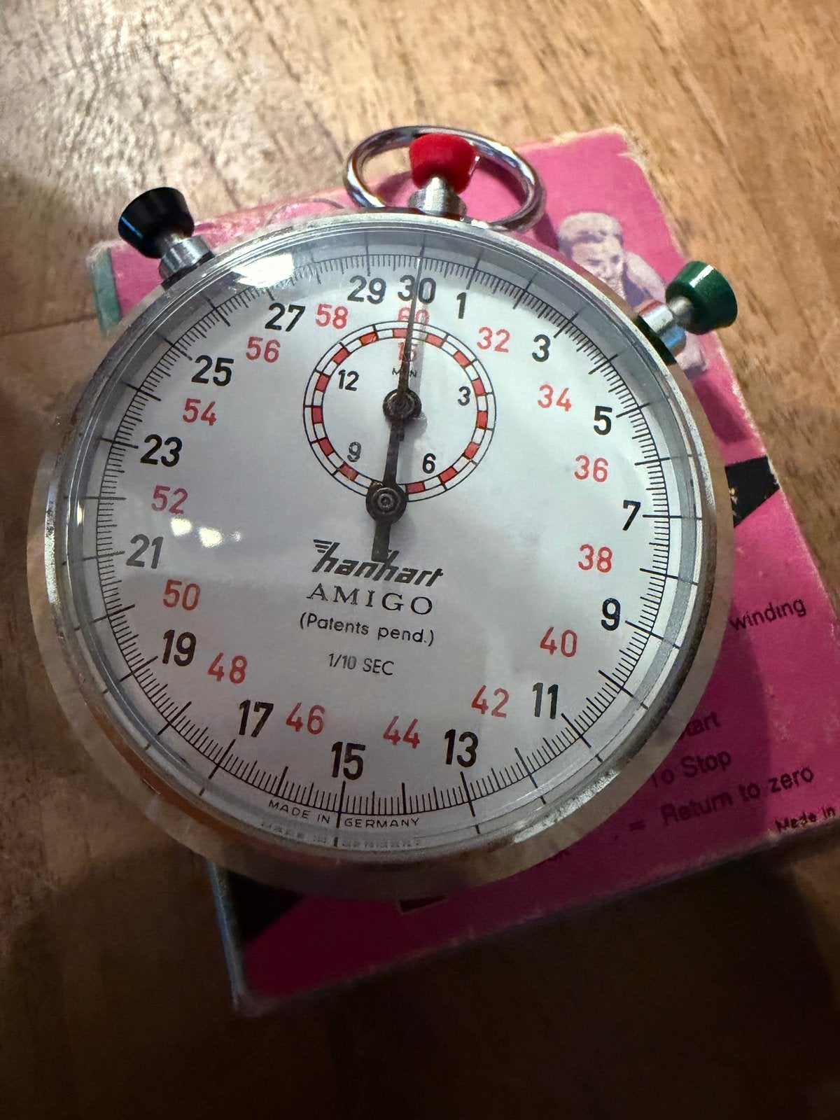 Hanhart Amigo stopwatch in nieuwstaat - Jaren '70 Duitse kwa, Sieraden, Tassen en Uiterlijk, Horloges | Antiek, Ophalen of Verzenden