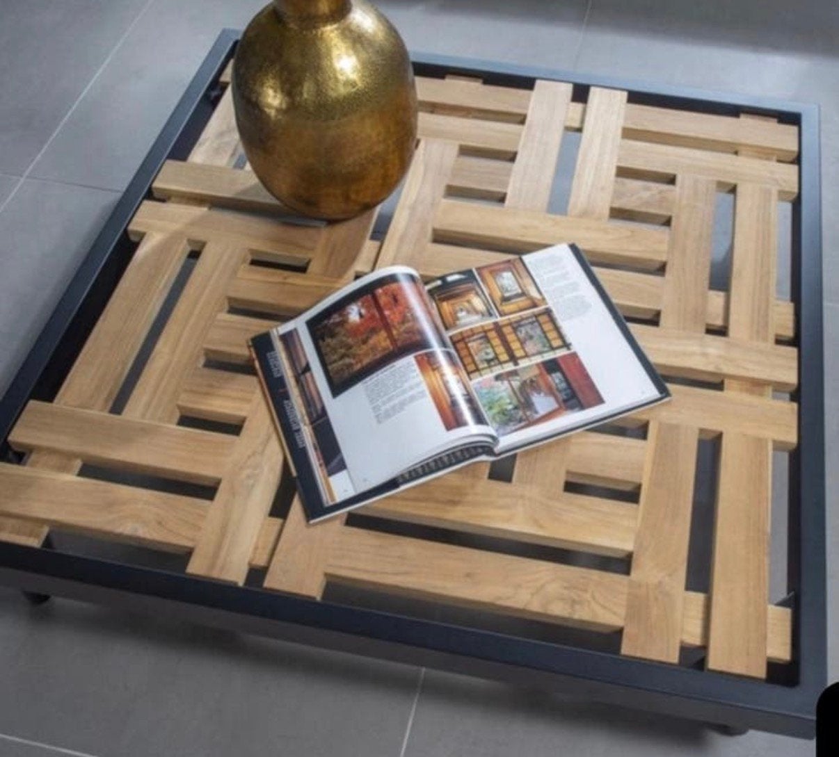 Nieuw! np 499 euro;Borek tuintafel hout/staal 100x100 cm, ., Vierkant, Nieuw, .