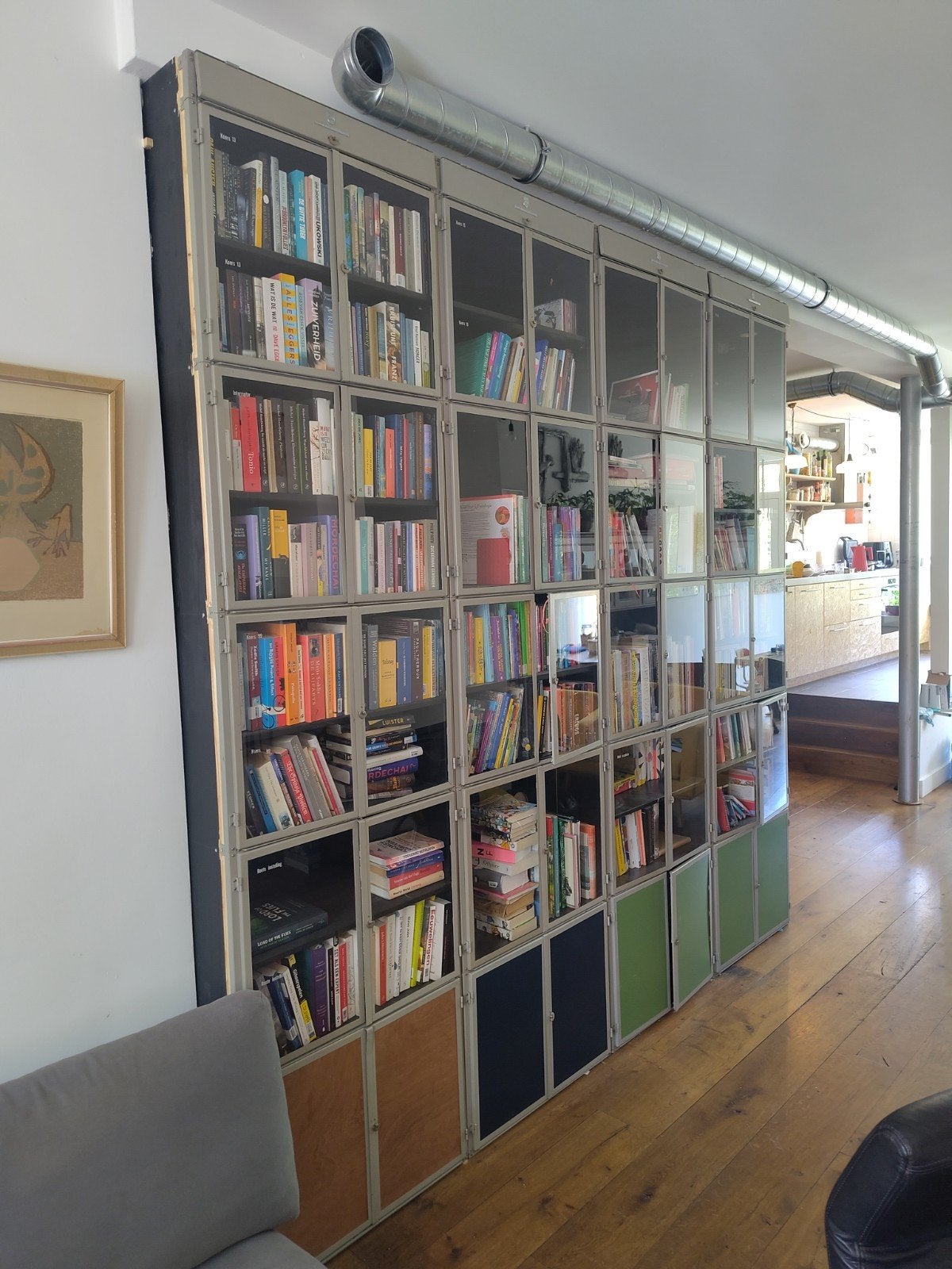 Unieke vintage industriele boekenkast Philips Telecom, Ophalen, 200 cm of meer, Industrieel, 25 tot 50 cm