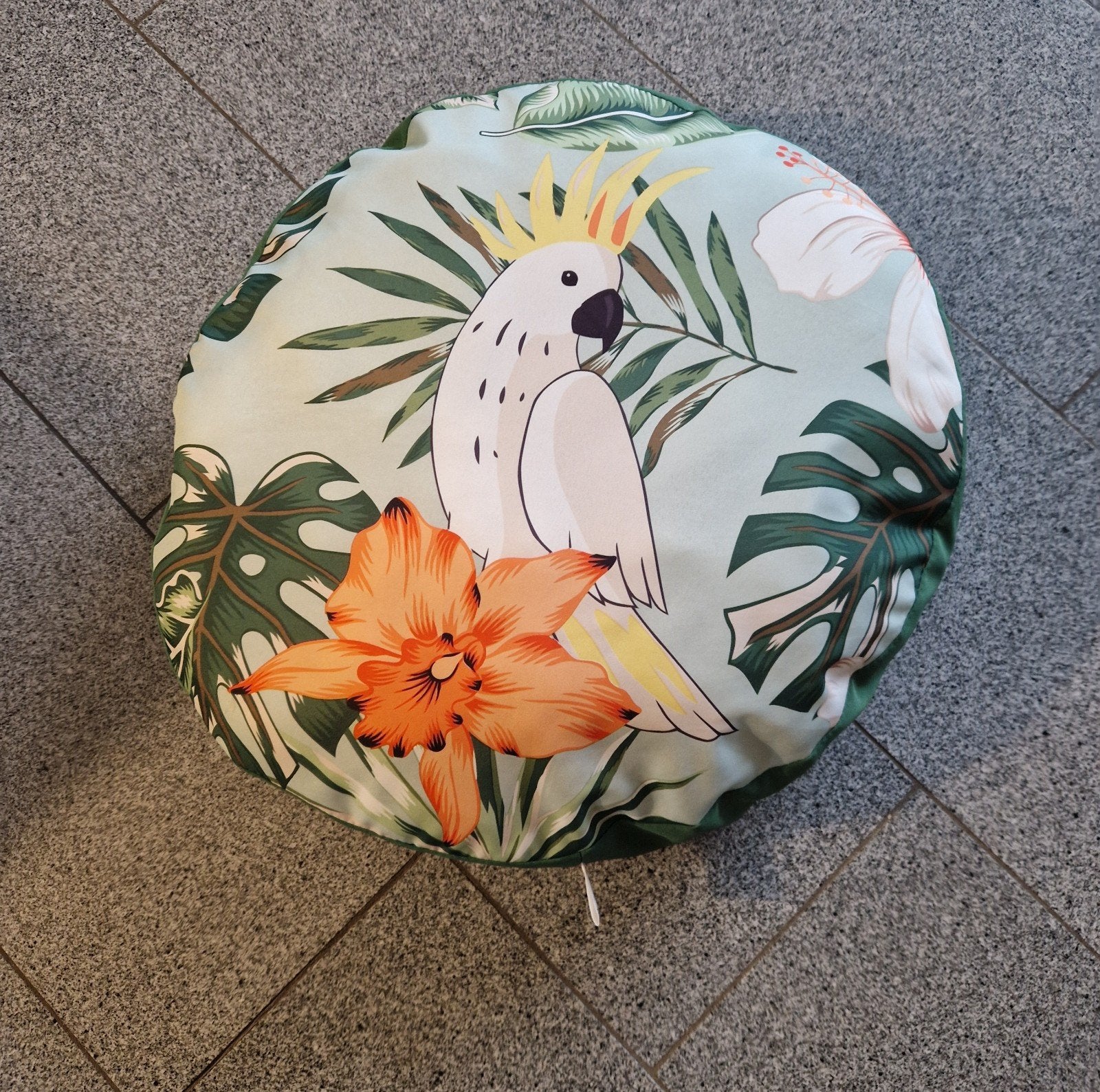 Zitkussen met vrolijke jungle print, 60 cm diameter, Meerkleurig, Rond, Ophalen of Verzenden, Zo goed als nieuw