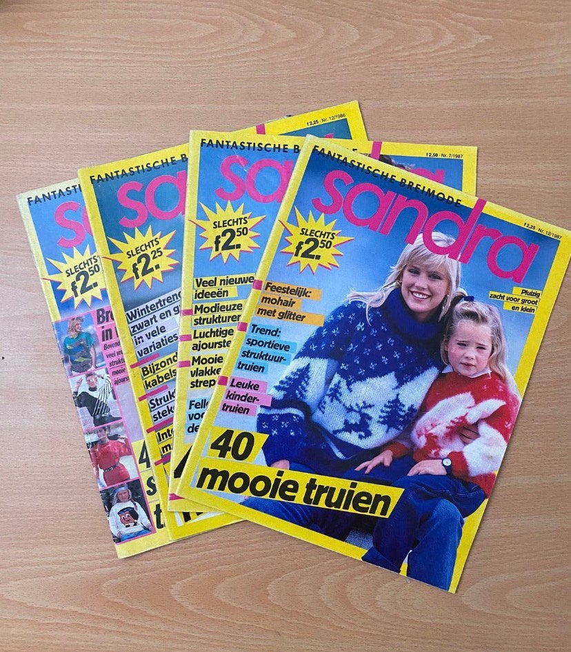 Sandra Breimode tijdschriften  jaren 1986, 1987 en 1988., Ophalen of Verzenden, Zo goed als nieuw, Breien, Patroon of Boek