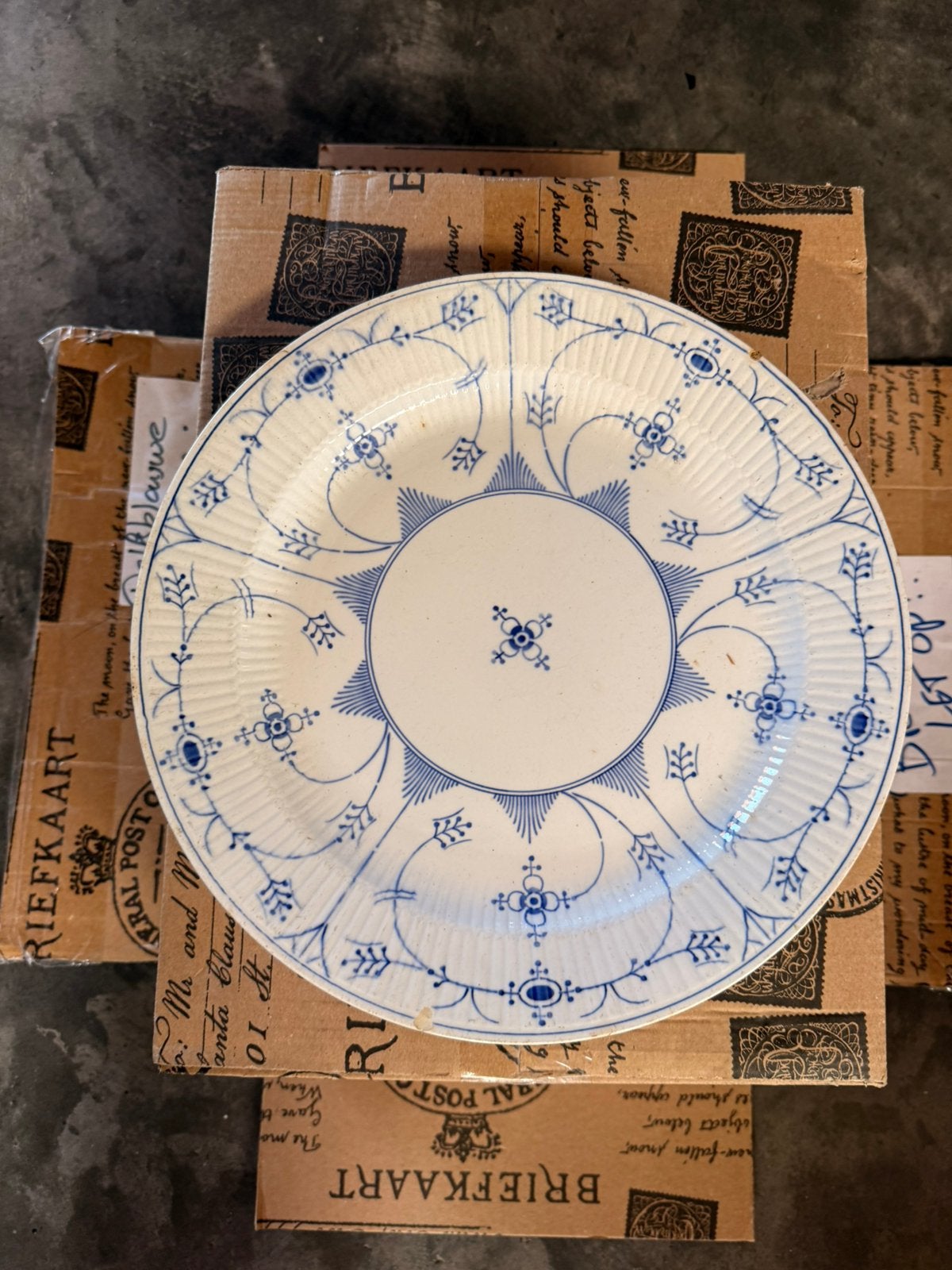 Oud Société Céramique Maastricht blauw-wit bord, Ophalen of Verzenden