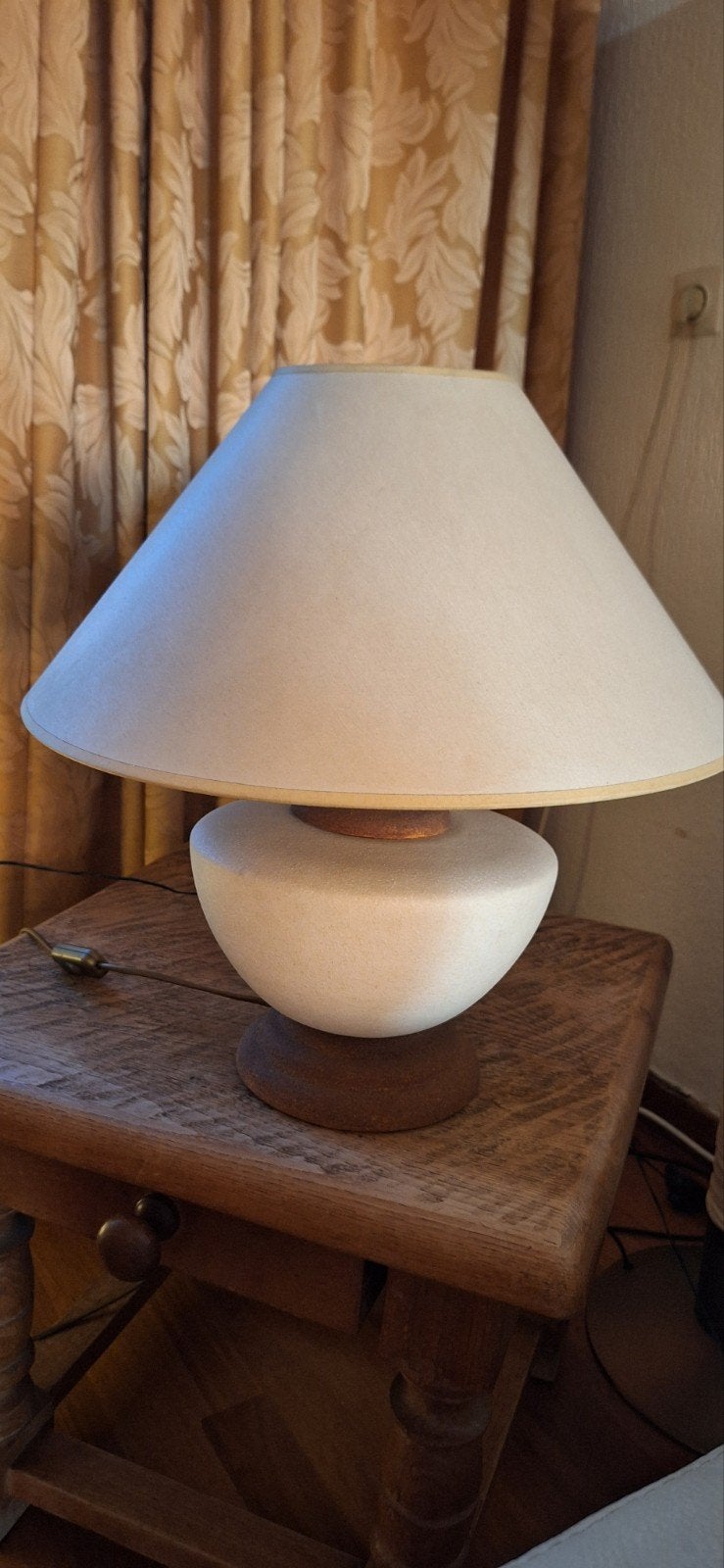 Vintage Tafellamp pebble model, Beige, Gebruikt, Vintage, Met kap