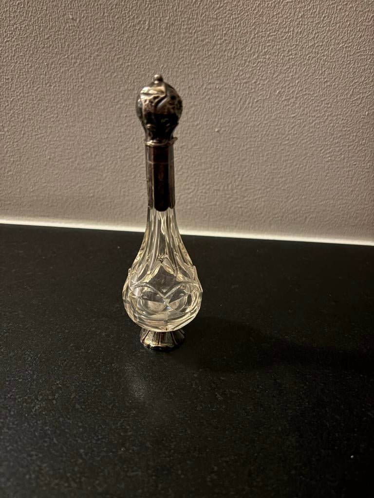 Antiek reukflesje met zilveren dop, Ophalen of Verzenden