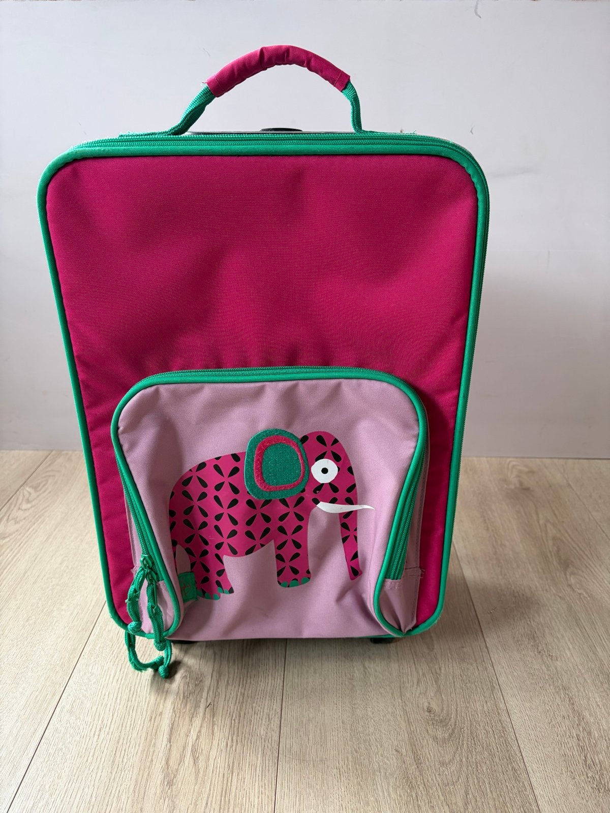 Kinderkoffer met olifant - Roze/Groen, Ophalen, 40 tot 60 cm, 20 tot 30 cm, Zo goed als nieuw