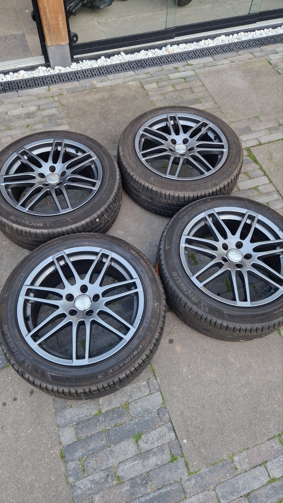 18" aud a6 set met michelin zomerbanden, Ophalen, 18 inch, Gebruikt, Banden en Velgen