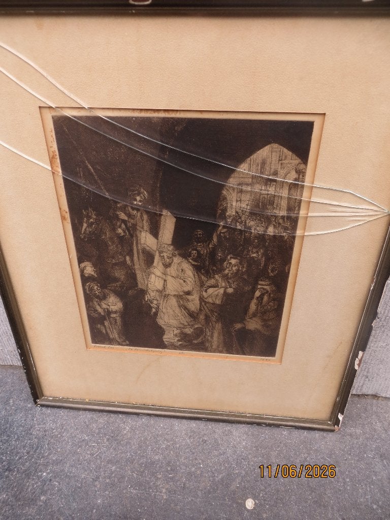 FREERK LOS, 1917-1992, Mooie ets Kruisdraging Jezus (Schade), Antiek en Kunst, Ophalen of Verzenden