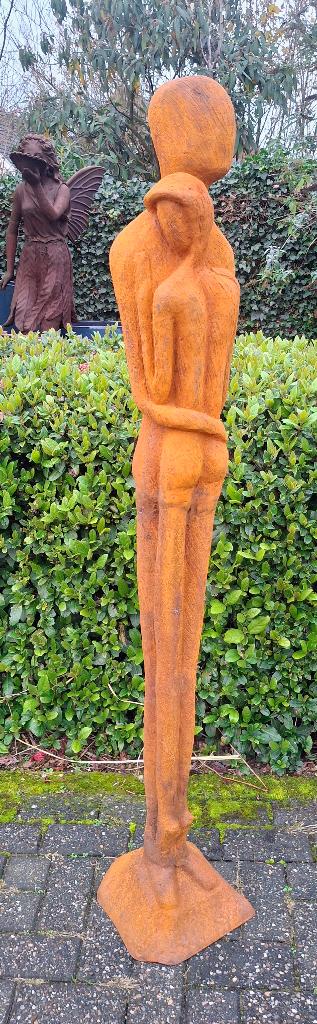 Zeer mooie grote gietijzeren abstract beeld 156 cm hoog., Tuin en Terras, Tuinbeelden, Ophalen, Nieuw, Metaal, Mensenbeeld