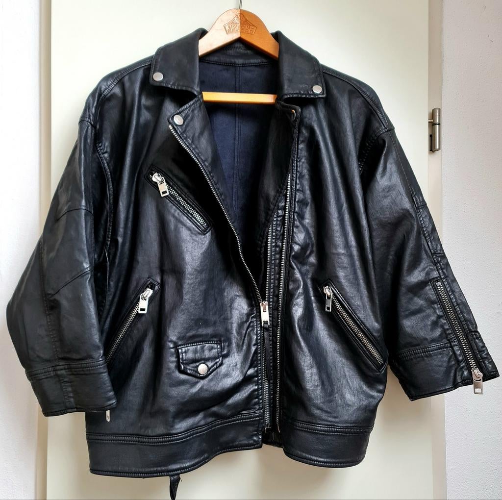 Jack jas Diesel leer zwart maat XS mooi uniek design zgan, Ophalen, Zwart, Zo goed als nieuw, Diesel