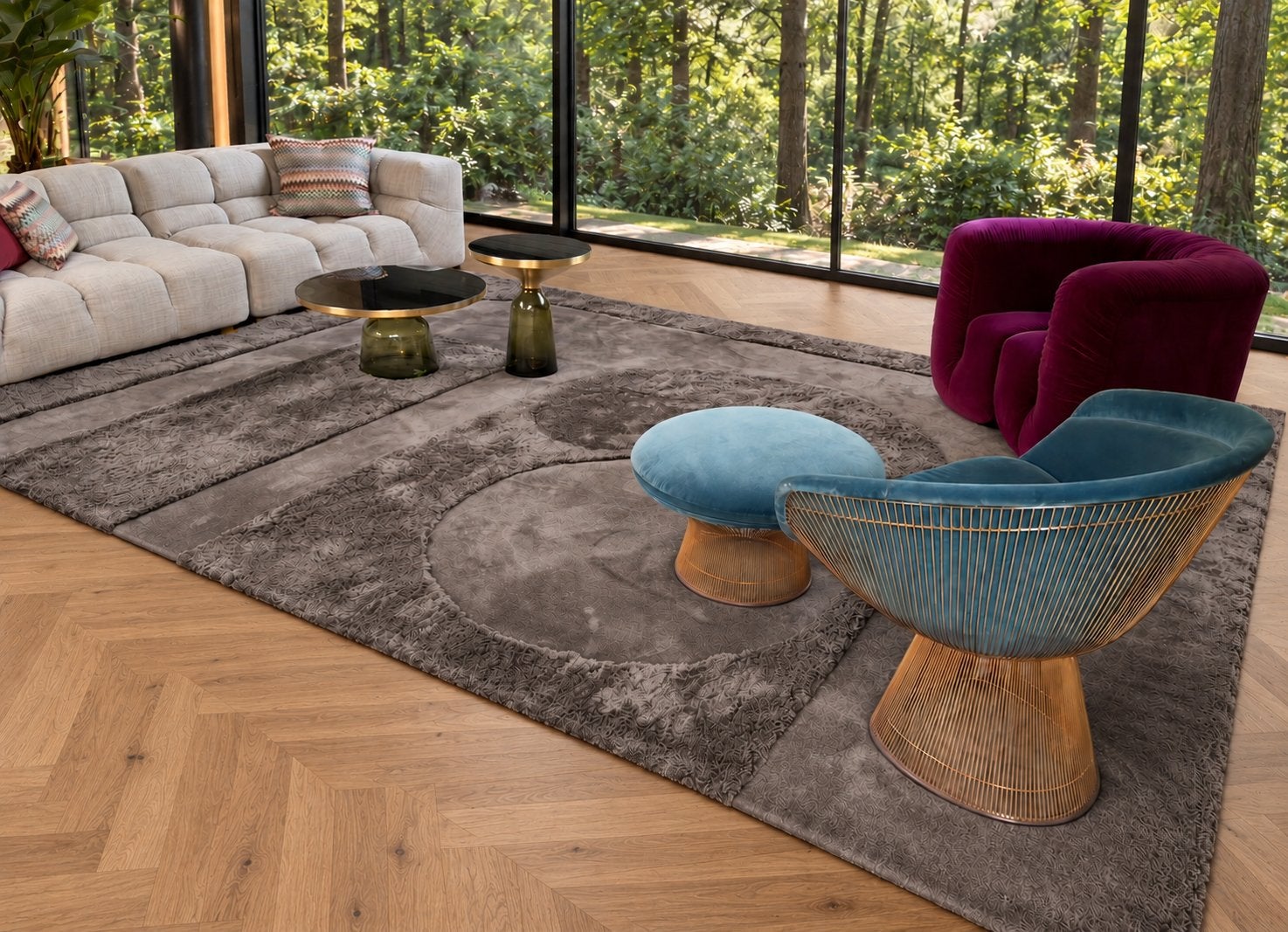 Foto 5 van Minotti Wisp relief Rug Smoke 3x4m new zealand wol NP 15 K