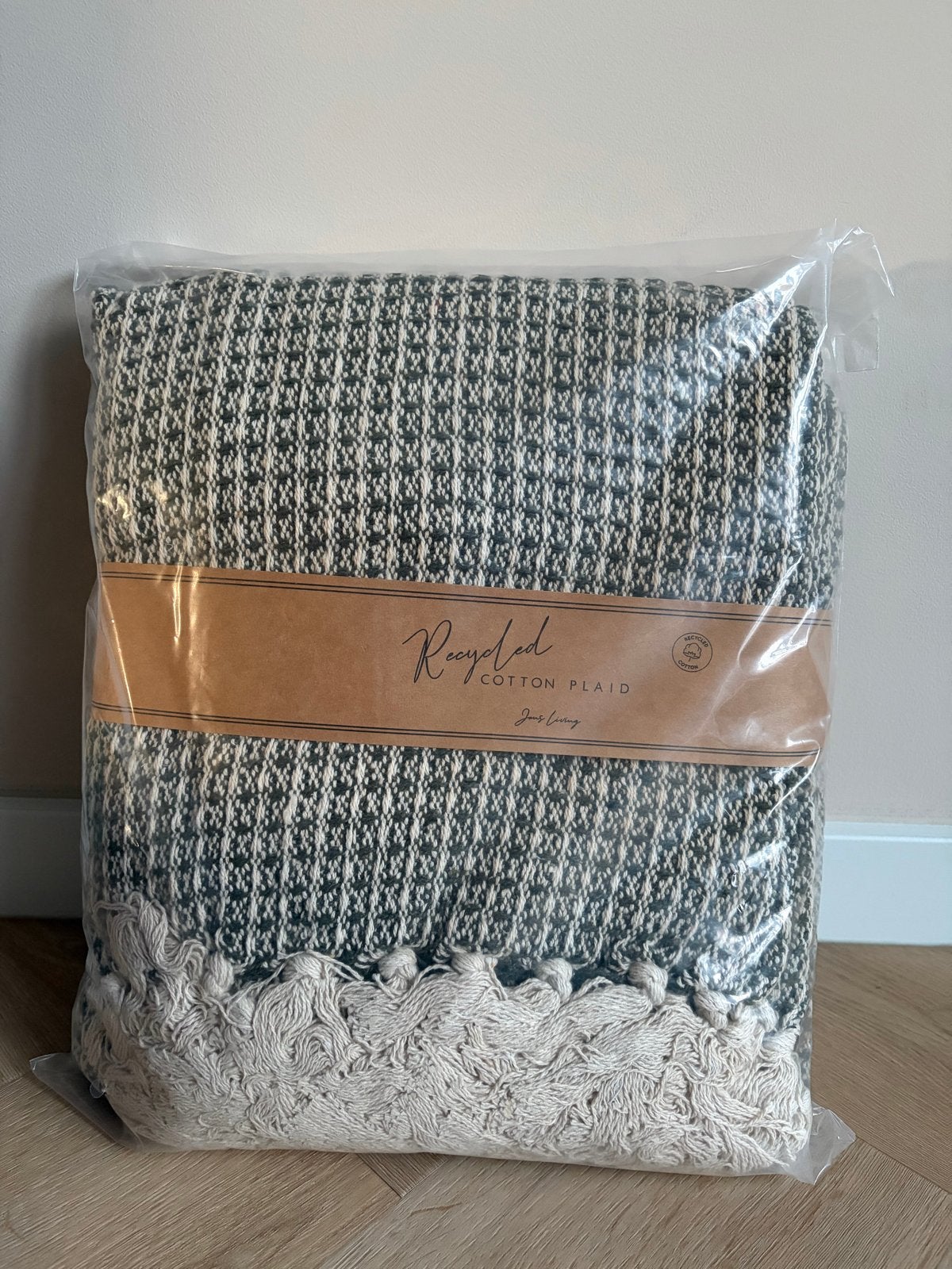 Jens Living gerecycled katoenen plaid - 130x180cm, Met franjes/kwastjes, Nieuw, Plaid, Meerkleurig
