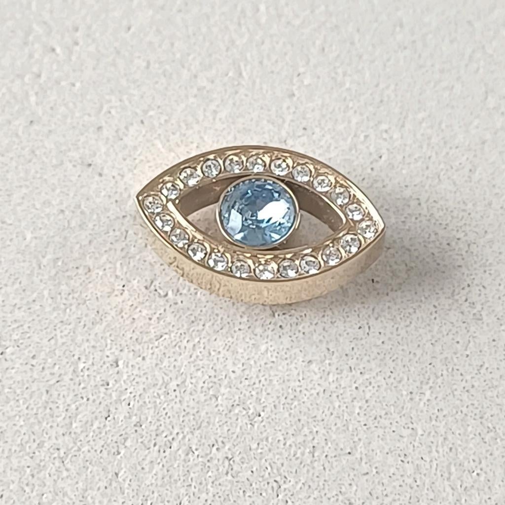 Goudkleurige Melano twisted SAMPLE eye aquamarine 10mm, Verzenden, Nieuw