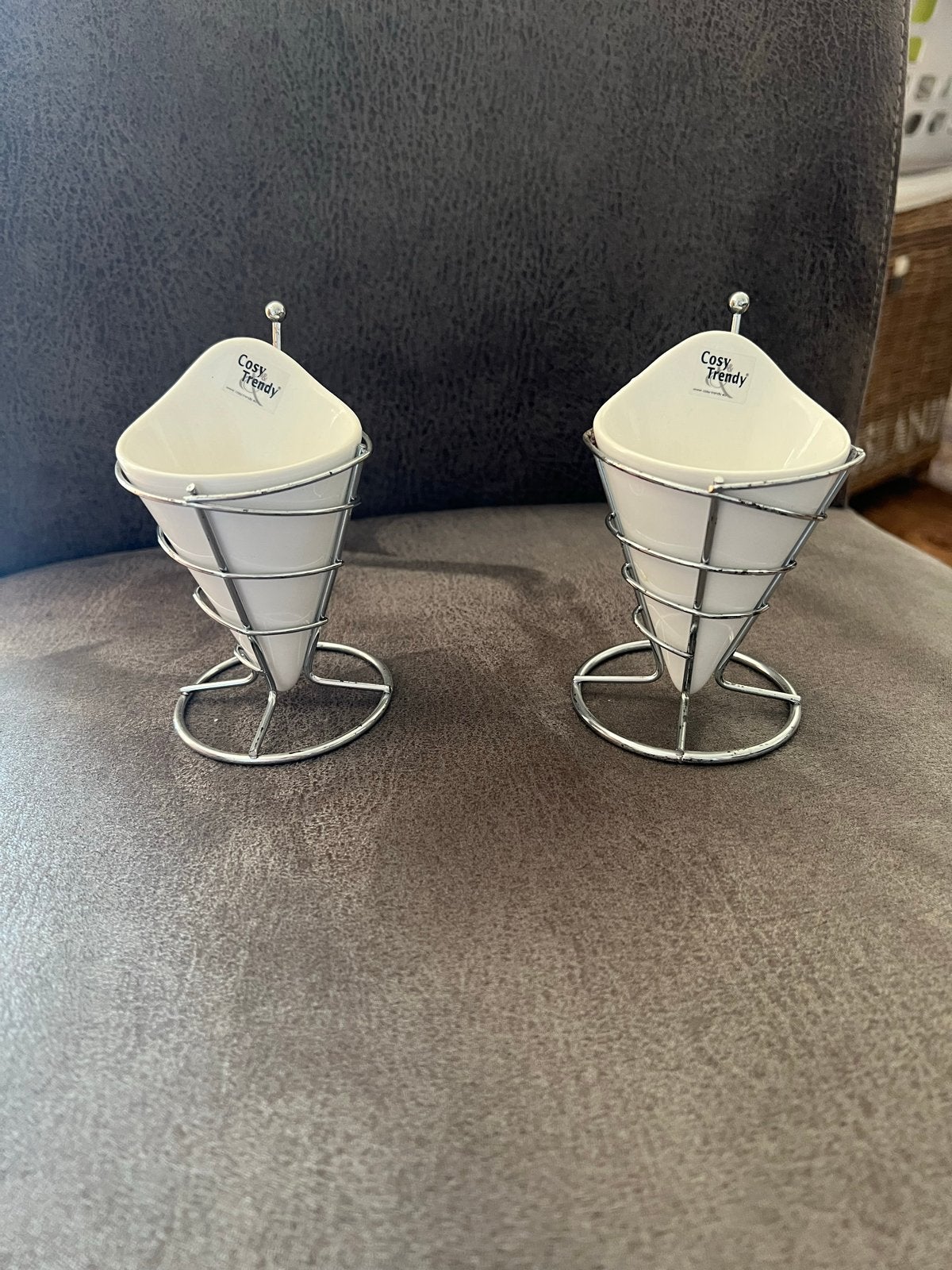 Cosy Trendy Frietbakjes met Houder - Set van 2, Overige typen, Nieuw, Ophalen of Verzenden, Steen/keramiek