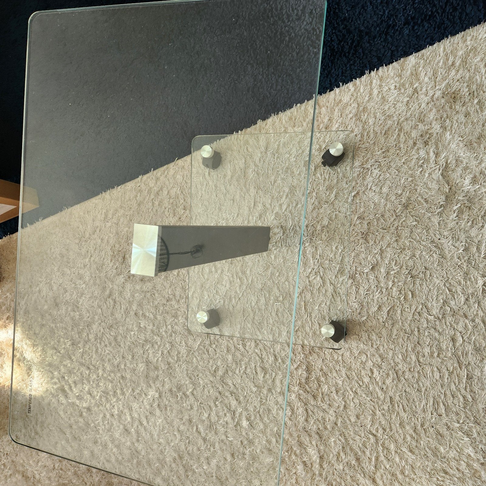 Glazen verrijdbaar tafeltje van gehard glas, Ophalen, 55 tot 75 cm, Modern, 60 cm of meer