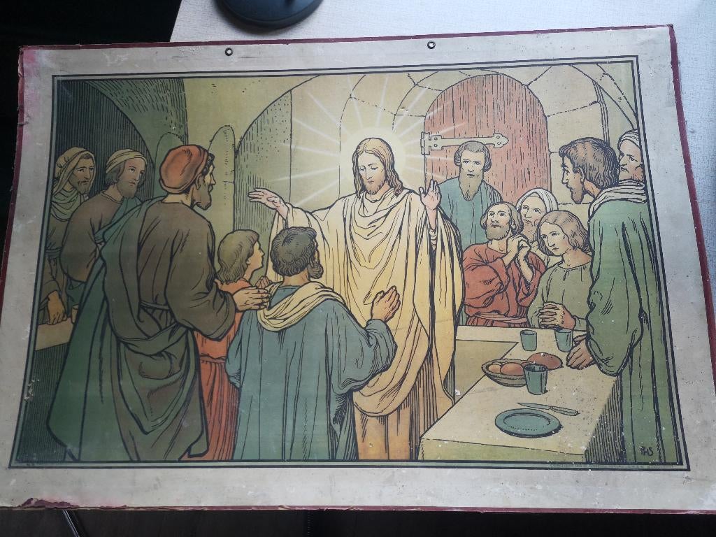 Antieke religieuze schoolplaat – 1913 - De biecht, Ophalen