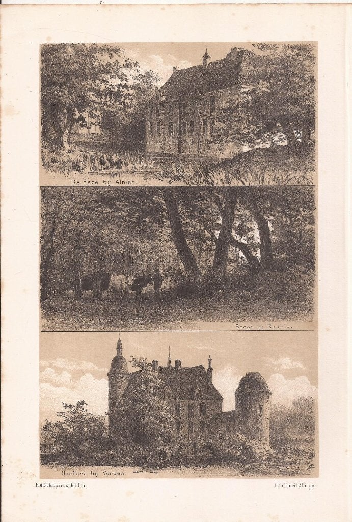 De Eeze bij Almen Bosch te Ruurlo Hackfort bij Vorden Litho