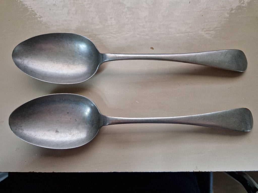 2 Antieke Christopher Johnson & Co plated opscheplepels., Ophalen of Verzenden
