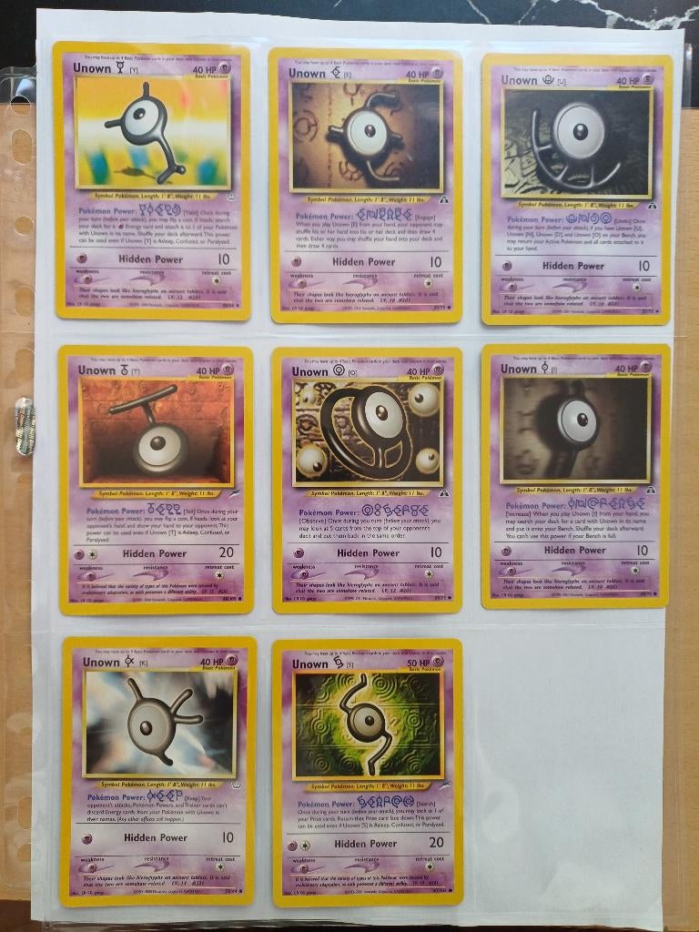 Pokémon Unown Set 8 st. -Neo Series 2001-WotC -Engels, Verzenden, Zo goed als nieuw, Meerdere kaarten