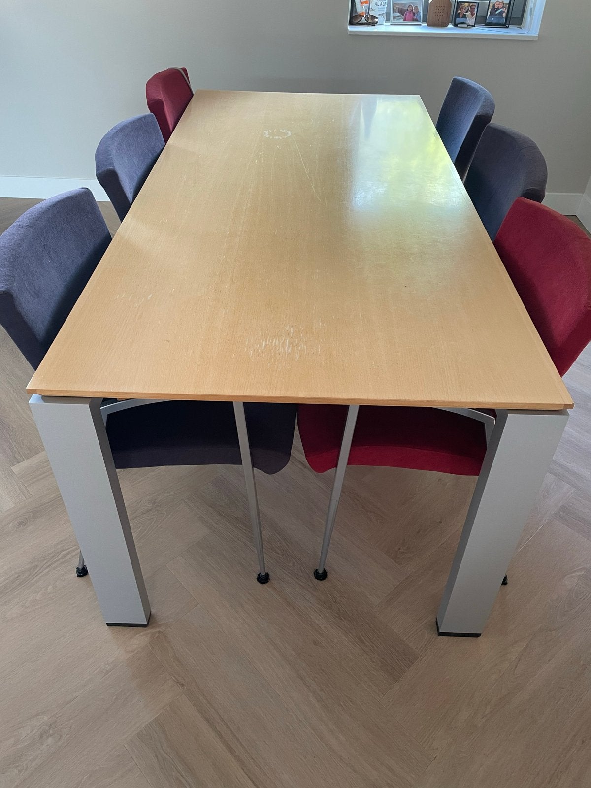 Uitschuifbare houten eettafel, Ophalen, Gebruikt, 50 tot 100 cm, Vijf personen of meer