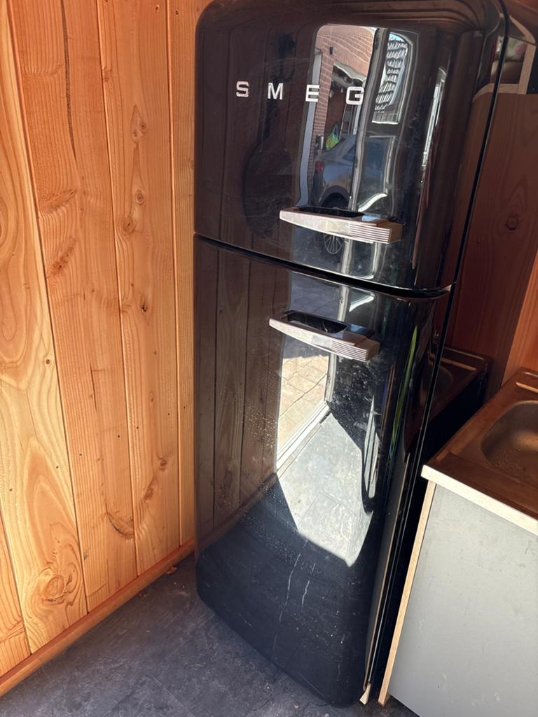 Smeg Koelkast Zwart - Retro Design, 150 tot 200 liter, Gebruikt, 60 cm of meer, Ophalen of Verzenden