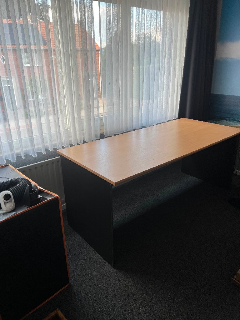 Optima bureau antraciet/beuk 180cm breed, Huis en Inrichting, Bureaus, Ophalen, Demontabel, Gebruikt, 180 cm