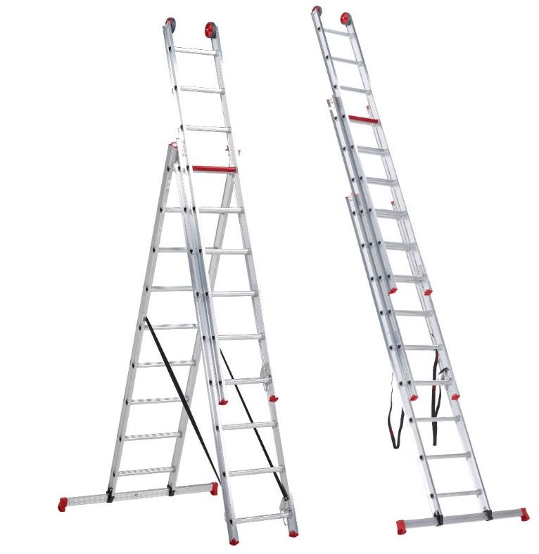 Ladder Altrex 3x9 TE HUUR incl. laddermat, Ophalen, Zo goed als nieuw, Ladder, Opvouwbaar of Inschuifbaar