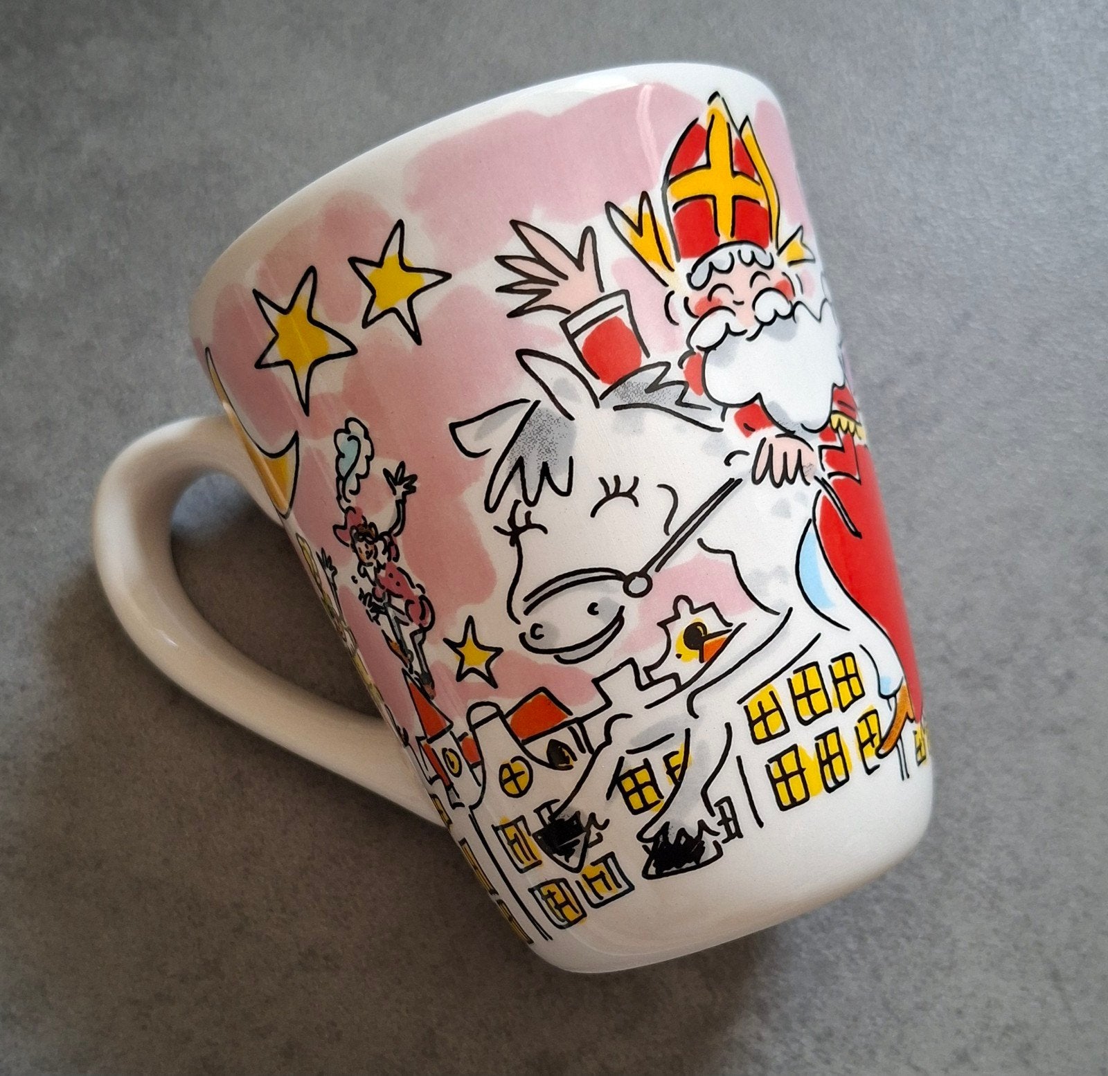Sinterklaas Beker - 'Hop hop hop Paardje in galop', Ophalen of Verzenden, Zo goed als nieuw, Blond Amsterdam, Mok