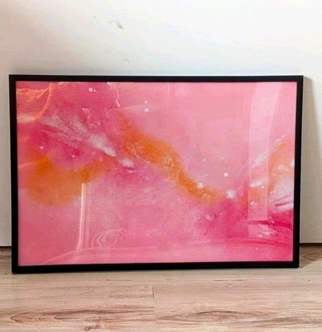 Kunst op papier 'Flow' in zwarte lijst, Ophalen