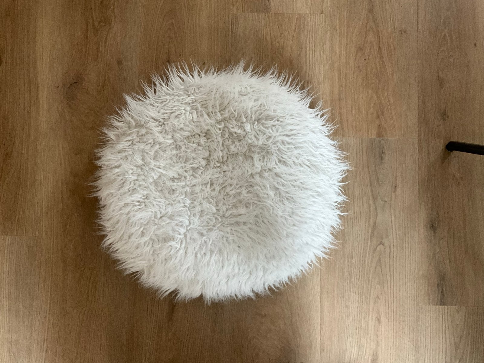 Wit rond schapenvacht-look kussen 50 cm, Overige merken, Gebruikt, Wit, Rond