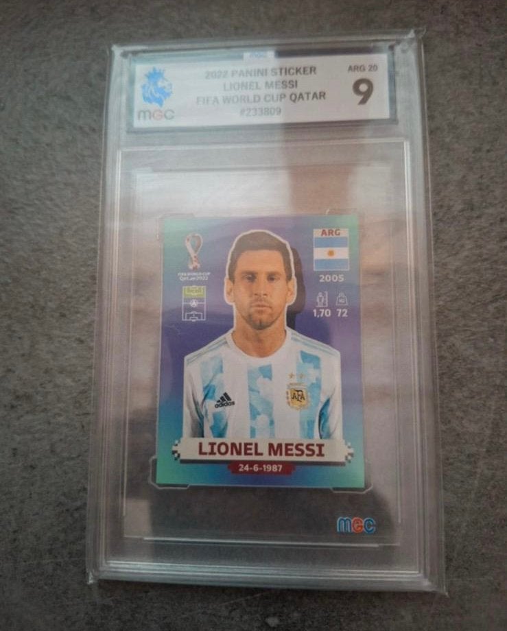 Lionel Messi WK 2022 Argentinie Panini MGC 9.0, Ophalen of Verzenden, Zo goed als nieuw, Plaatje