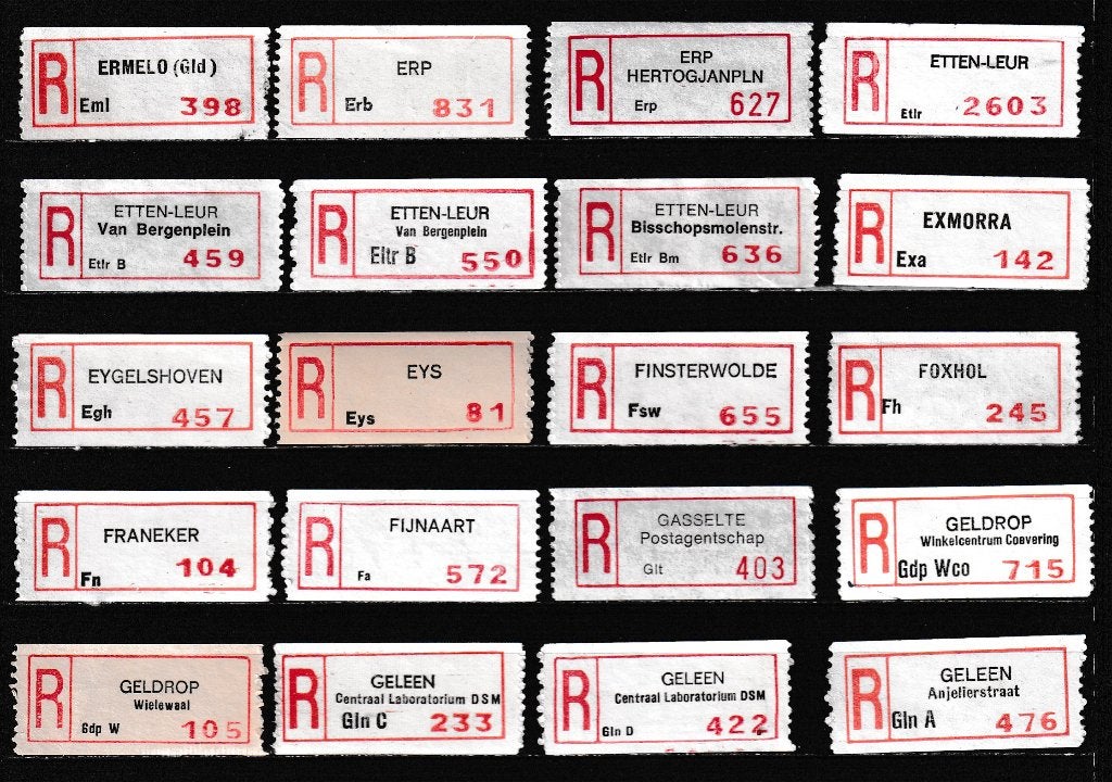 80 Verschillende Aantekenstrookjes  (14), Postzegels en Munten, Postzegels | Nederland, Verzenden, Na 1940, Gestempeld