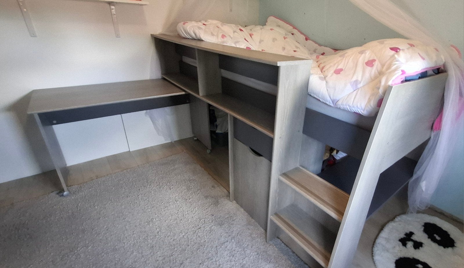 Halfhoogslaper met bureau en opbergruimte ophalen in Amstelv, Ophalen, Gebruikt, 100 cm of meer, Hoogslaper of Stapelbed