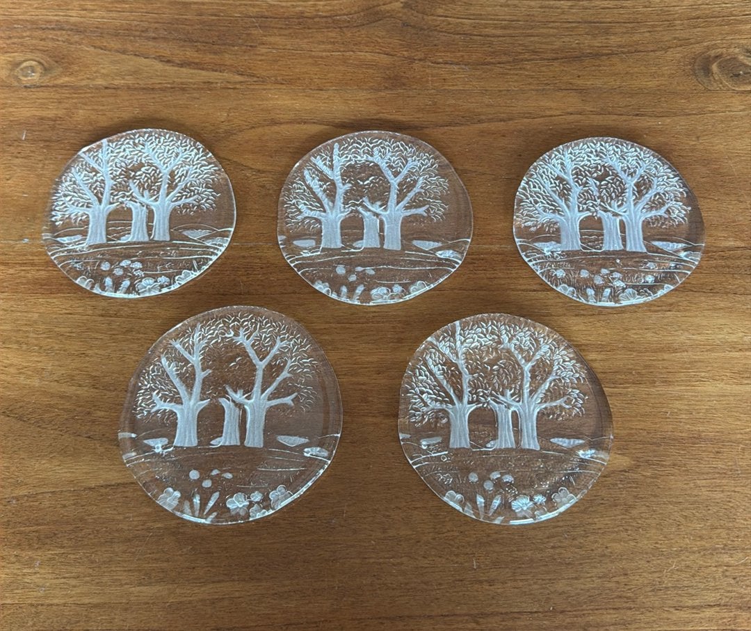 5 Walther Glas Sommerland onderzetters, Glasonderzetter, Handgemaakt, Ophalen of Verzenden, Zo goed als nieuw